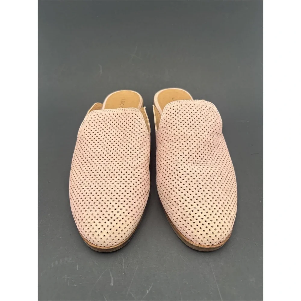 Lucky Brand Shoes Women's Size 7MCoryna Pink Perforated Suede Slip On Mule Flats